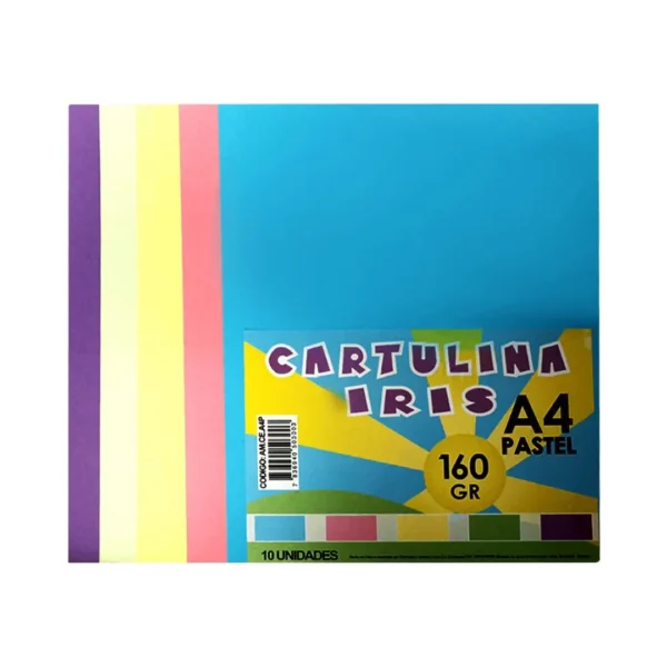 CARTULINA IRIS PASTEL 10 COLORES FUNDX10-PAQX20-BX160