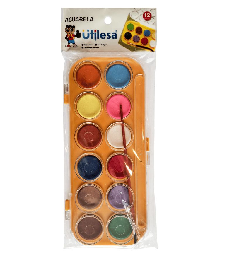 ACUARELA 12 COLORES UTILESA IMP UND- PAQX12 -BX144