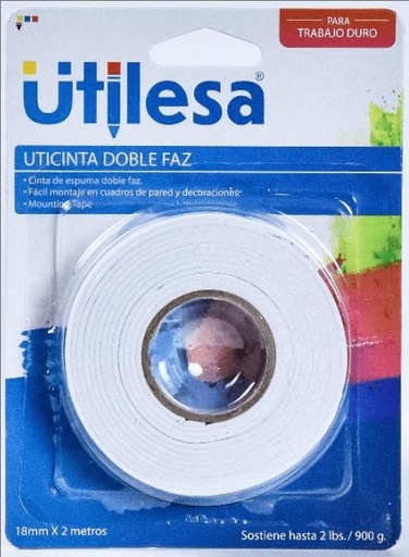 CINTA DOBLE FAZ UTILESA 18mmX2.2mts.UND-PAQX12-BX288