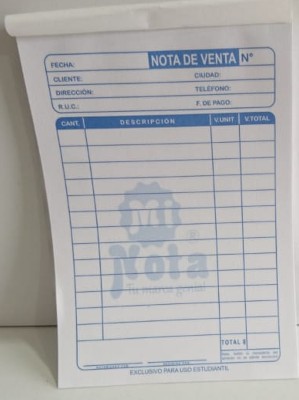 NOTA DE VENTA 1/4 80H  UND-PAQX12-BX300